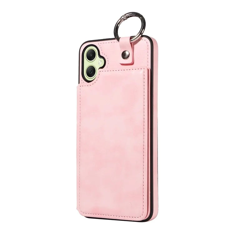 003 For Samsung Galaxy A05 4G Case Leather + TPU Kickstand Phone Cover Ring Buckle