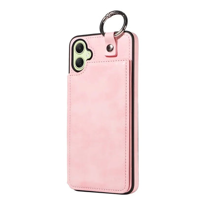 003 For Samsung Galaxy A05 4G Case Leather + TPU Kickstand Phone Cover Ring Buckle