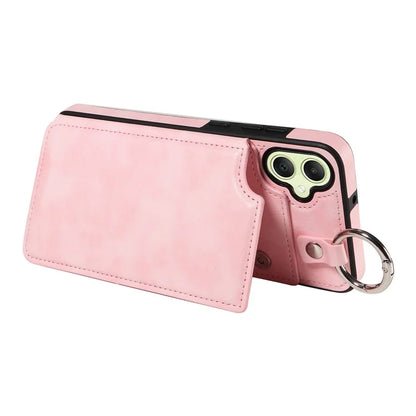 003 For Samsung Galaxy A05 4G Case Leather + TPU Kickstand Phone Cover Ring Buckle