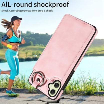 003 For Samsung Galaxy A05 4G Case Leather + TPU Kickstand Phone Cover Ring Buckle