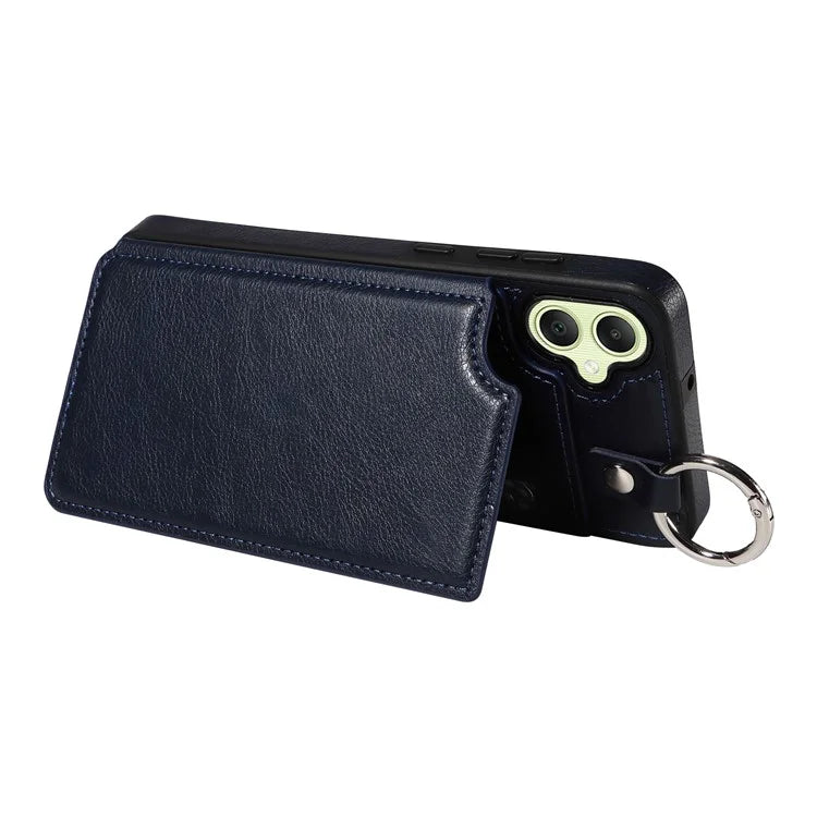 003 For Samsung Galaxy A05 4G Case Leather + TPU Kickstand Phone Cover Ring Buckle