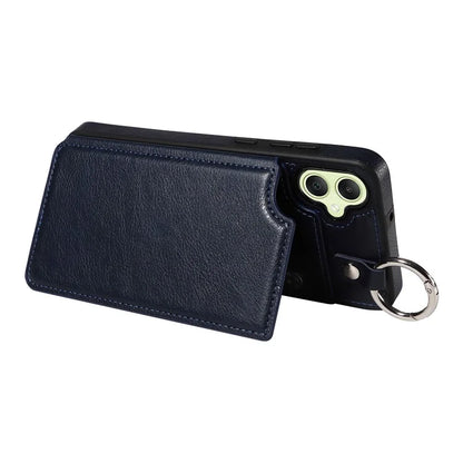 003 For Samsung Galaxy A05 4G Case Leather + TPU Kickstand Phone Cover Ring Buckle