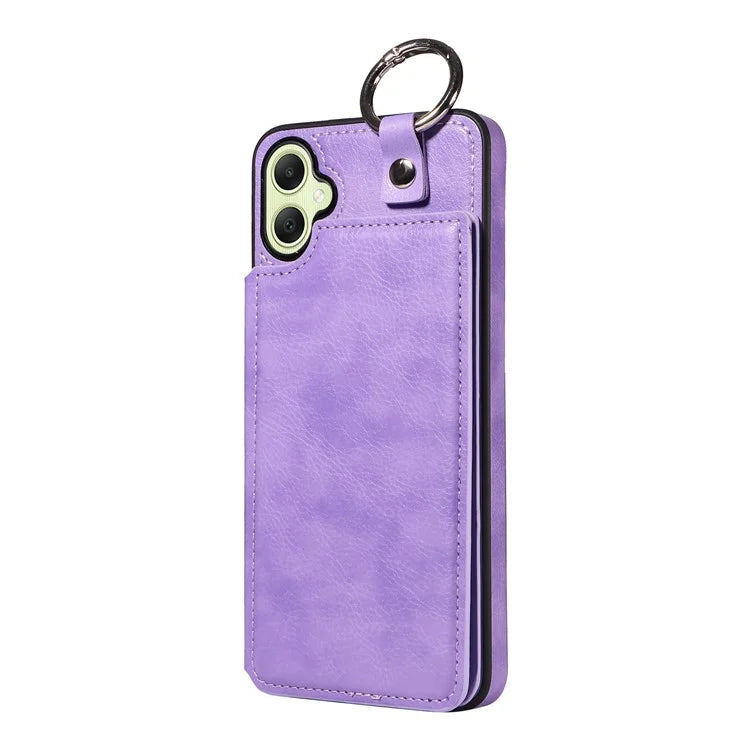 003 For Samsung Galaxy A05 4G Case Leather + TPU Kickstand Phone Cover Ring Buckle