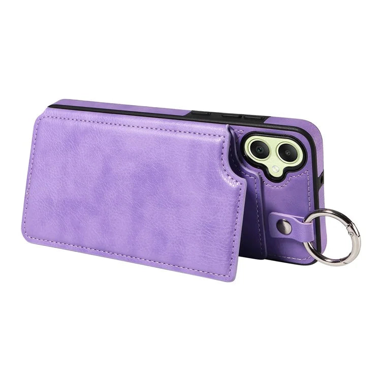 003 For Samsung Galaxy A05 4G Case Leather + TPU Kickstand Phone Cover Ring Buckle