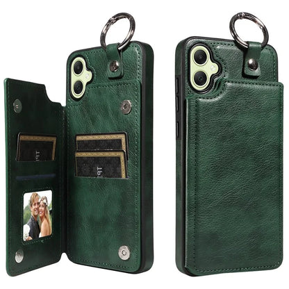 003 For Samsung Galaxy A05 4G Case Leather + TPU Kickstand Phone Cover Ring Buckle