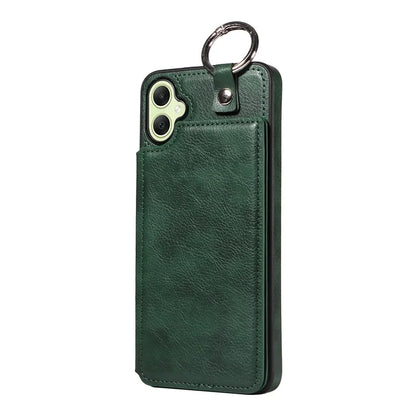 003 For Samsung Galaxy A05 4G Case Leather + TPU Kickstand Phone Cover Ring Buckle