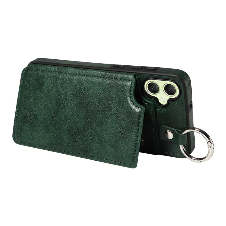 003 For Samsung Galaxy A05 4G Case Leather + TPU Kickstand Phone Cover Ring Buckle