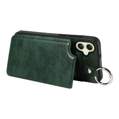 003 For Samsung Galaxy A05 4G Case Leather + TPU Kickstand Phone Cover Ring Buckle