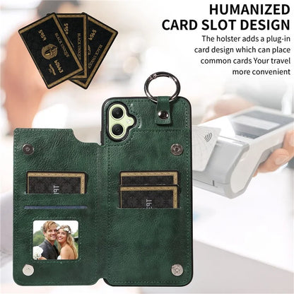 003 For Samsung Galaxy A05 4G Case Leather + TPU Kickstand Phone Cover Ring Buckle