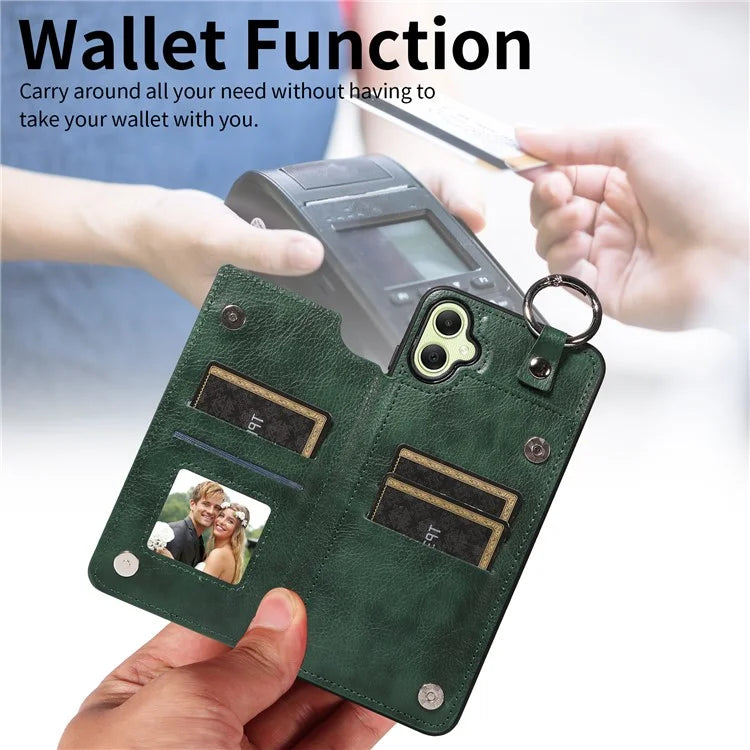 003 For Samsung Galaxy A05 4G Case Leather + TPU Kickstand Phone Cover Ring Buckle