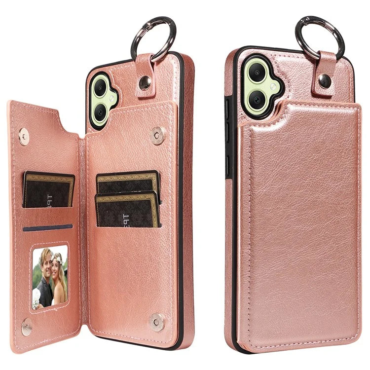 003 For Samsung Galaxy A05 4G Case Leather + TPU Kickstand Phone Cover Ring Buckle