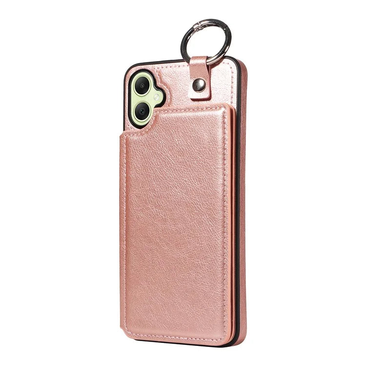 003 For Samsung Galaxy A05 4G Case Leather + TPU Kickstand Phone Cover Ring Buckle