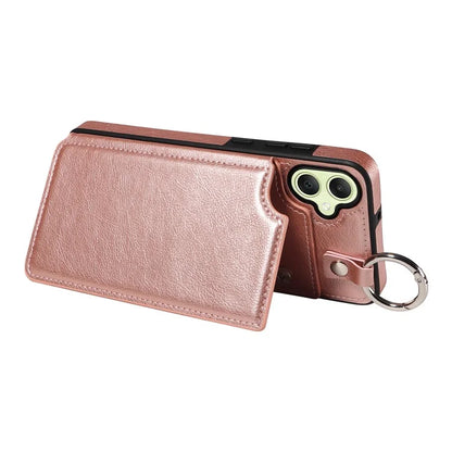 003 For Samsung Galaxy A05 4G Case Leather + TPU Kickstand Phone Cover Ring Buckle