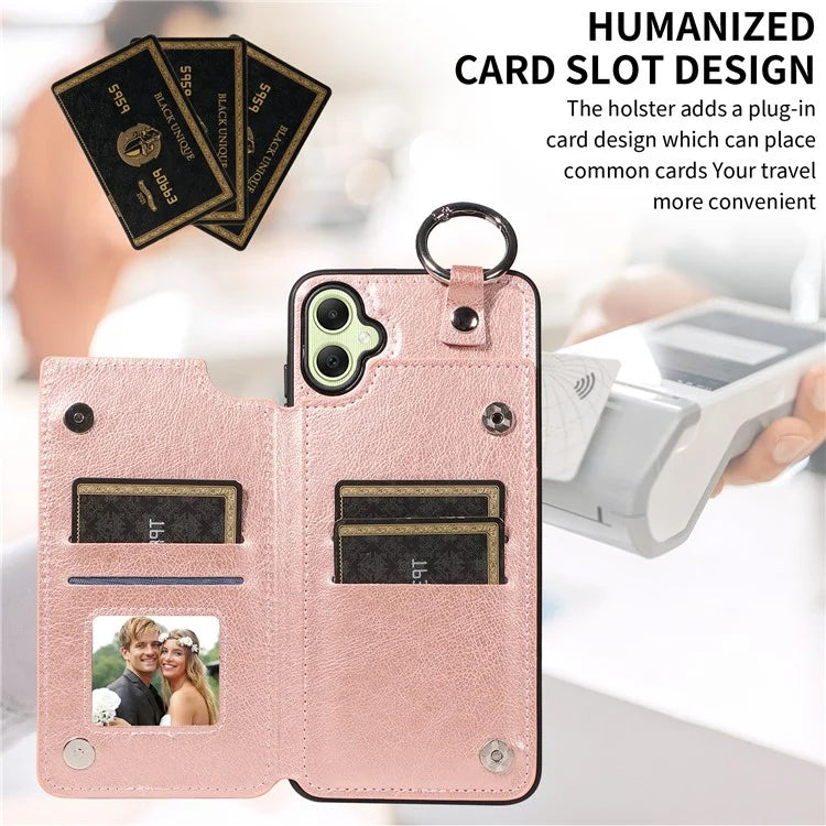 003 For Samsung Galaxy A05 4G Case Leather + TPU Kickstand Phone Cover Ring Buckle