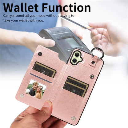 003 For Samsung Galaxy A05 4G Case Leather + TPU Kickstand Phone Cover Ring Buckle