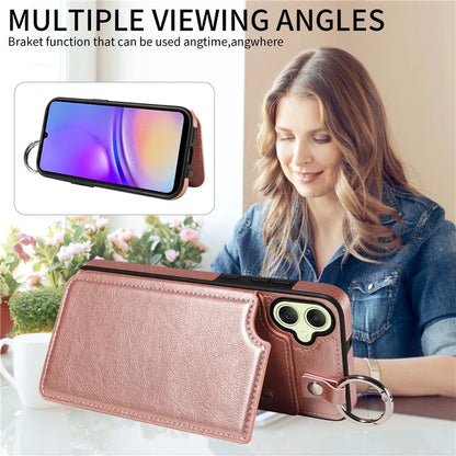 003 For Samsung Galaxy A05 4G Case Leather + TPU Kickstand Phone Cover Ring Buckle