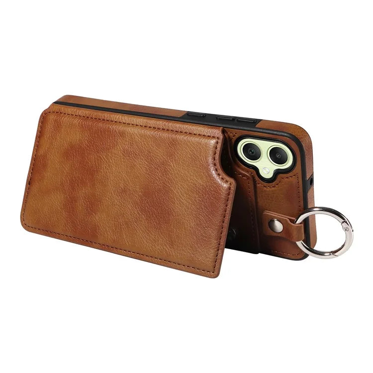 003 For Samsung Galaxy A05 4G Case Leather + TPU Kickstand Phone Cover Ring Buckle