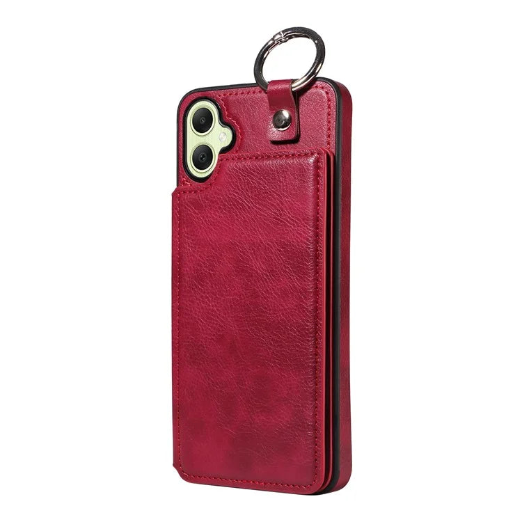 003 For Samsung Galaxy A05 4G Case Leather + TPU Kickstand Phone Cover Ring Buckle