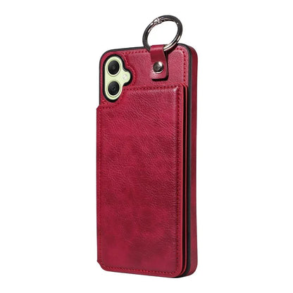 003 For Samsung Galaxy A05 4G Case Leather + TPU Kickstand Phone Cover Ring Buckle