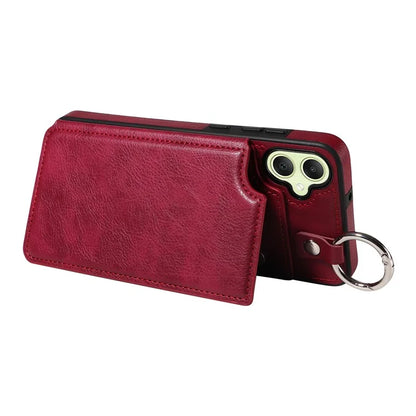 003 For Samsung Galaxy A05 4G Case Leather + TPU Kickstand Phone Cover Ring Buckle