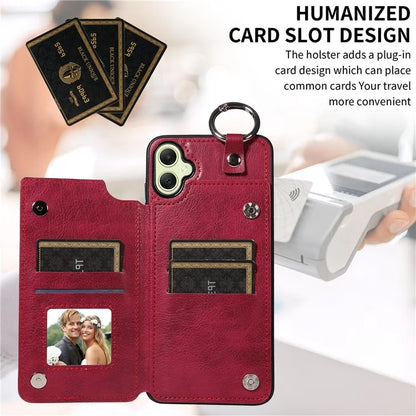 003 For Samsung Galaxy A05 4G Case Leather + TPU Kickstand Phone Cover Ring Buckle