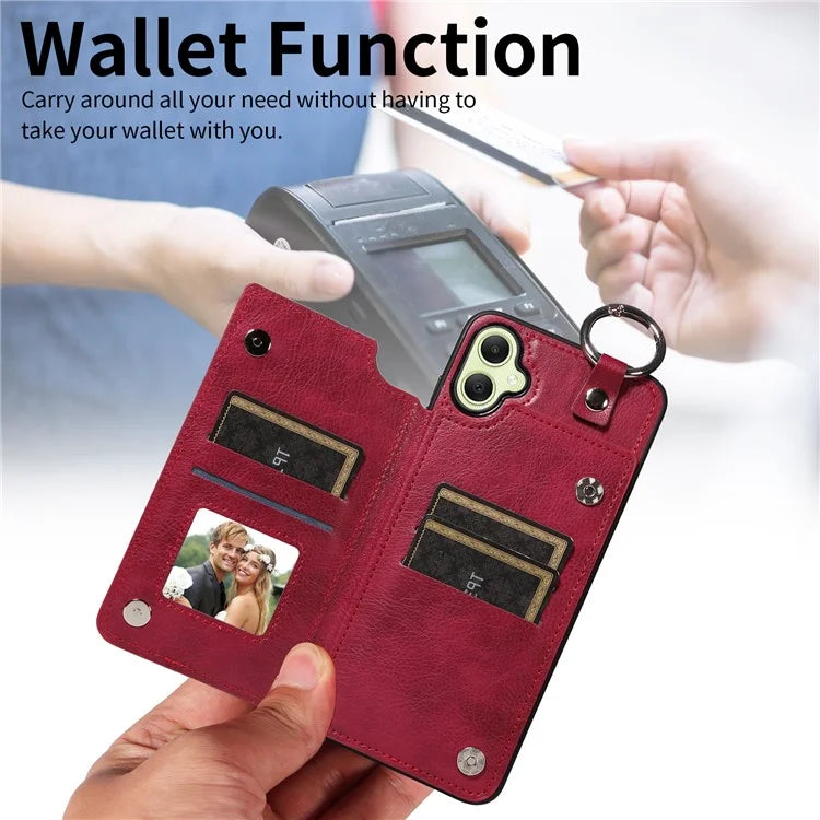 003 For Samsung Galaxy A05 4G Case Leather + TPU Kickstand Phone Cover Ring Buckle