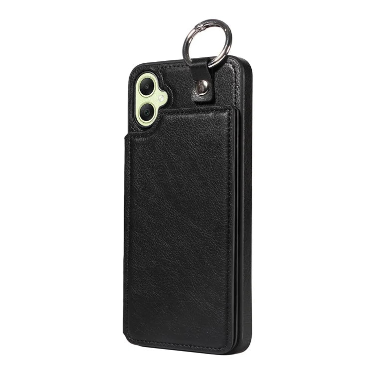 003 For Samsung Galaxy A05 4G Case Leather + TPU Kickstand Phone Cover Ring Buckle