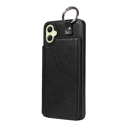 003 For Samsung Galaxy A05 4G Case Leather + TPU Kickstand Phone Cover Ring Buckle