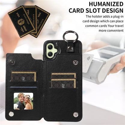 003 For Samsung Galaxy A05 4G Case Leather + TPU Kickstand Phone Cover Ring Buckle