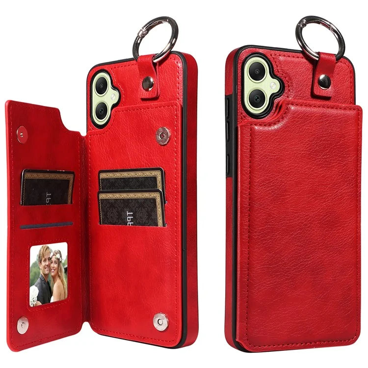 003 For Samsung Galaxy A05 4G Case Leather + TPU Kickstand Phone Cover Ring Buckle