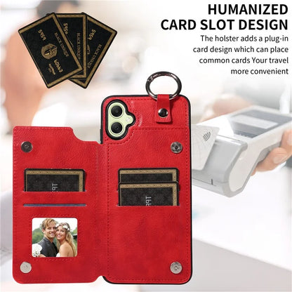 003 For Samsung Galaxy A05 4G Case Leather + TPU Kickstand Phone Cover Ring Buckle