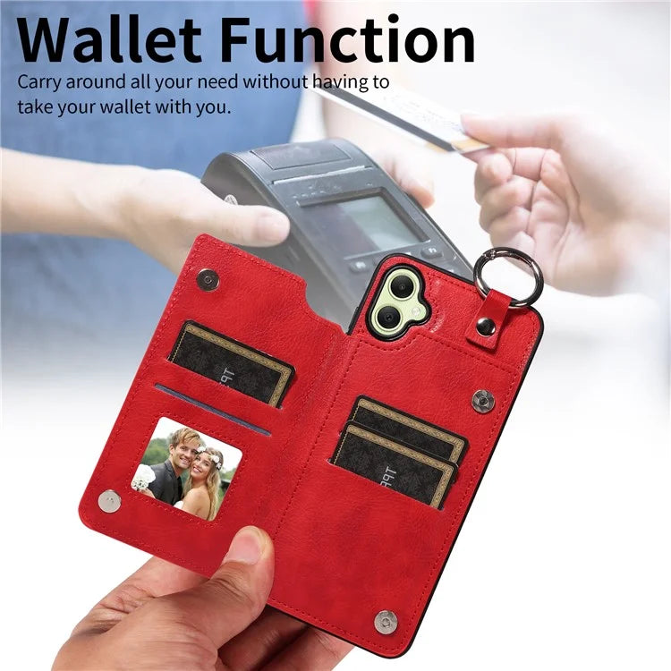 003 For Samsung Galaxy A05 4G Case Leather + TPU Kickstand Phone Cover Ring Buckle