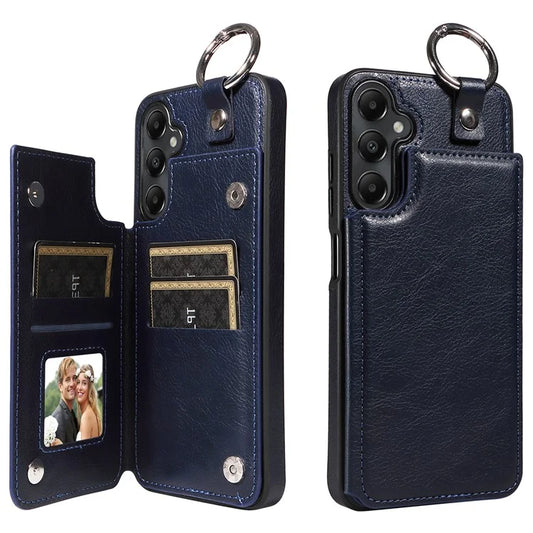 003 For Samsung Galaxy A05s 4G Case Card Holder Leather Phone Back Cover Ring Buckle