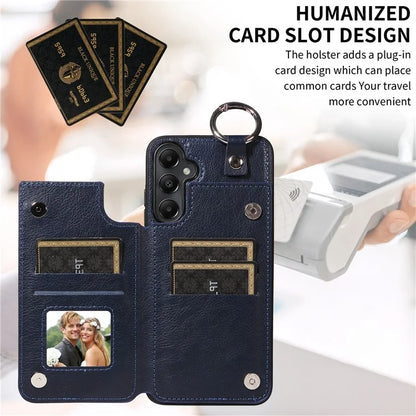 003 For Samsung Galaxy A05s 4G Case Card Holder Leather Phone Back Cover Ring Buckle