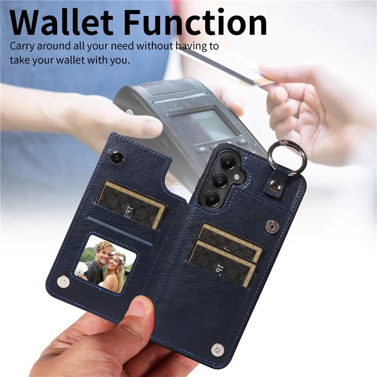 003 For Samsung Galaxy A05s 4G Case Card Holder Leather Phone Back Cover Ring Buckle