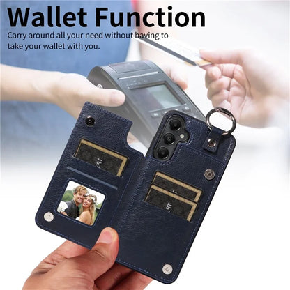 003 For Samsung Galaxy A05s 4G Case Card Holder Leather Phone Back Cover Ring Buckle