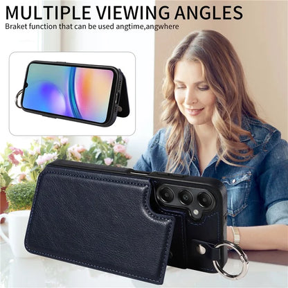 003 For Samsung Galaxy A05s 4G Case Card Holder Leather Phone Back Cover Ring Buckle