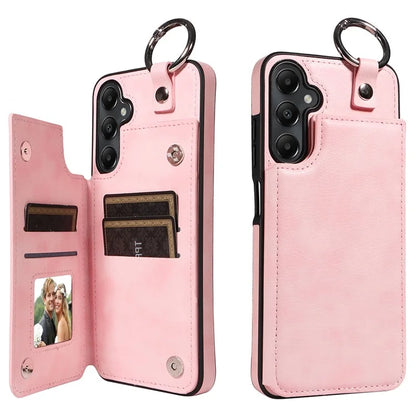 003 For Samsung Galaxy A05s 4G Case Card Holder Leather Phone Back Cover Ring Buckle