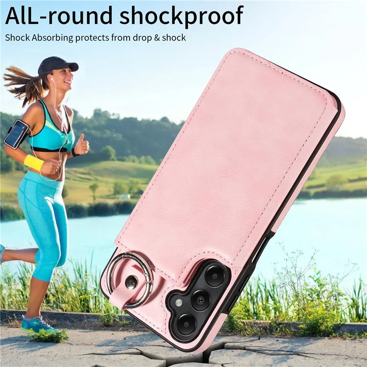 003 For Samsung Galaxy A05s 4G Case Card Holder Leather Phone Back Cover Ring Buckle