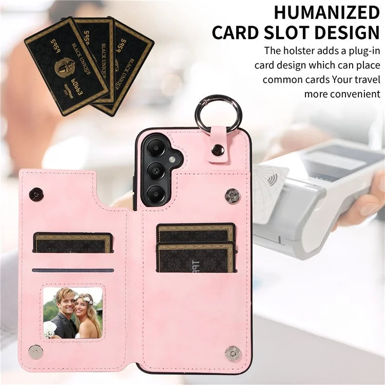 003 For Samsung Galaxy A05s 4G Case Card Holder Leather Phone Back Cover Ring Buckle