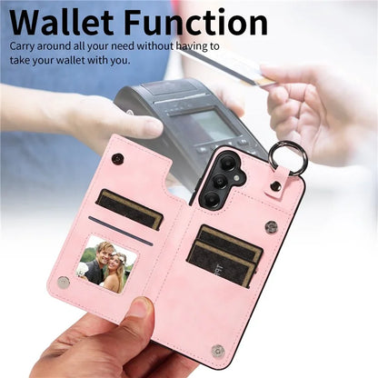 003 For Samsung Galaxy A05s 4G Case Card Holder Leather Phone Back Cover Ring Buckle