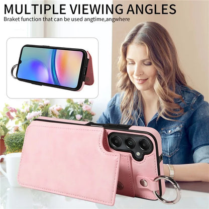 003 For Samsung Galaxy A05s 4G Case Card Holder Leather Phone Back Cover Ring Buckle