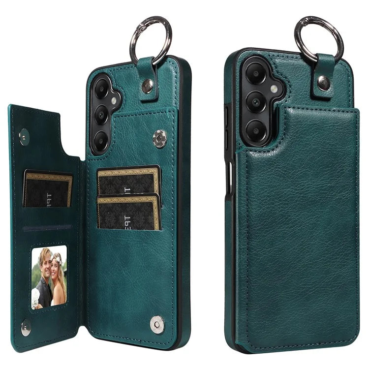 003 For Samsung Galaxy A05s 4G Case Card Holder Leather Phone Back Cover Ring Buckle