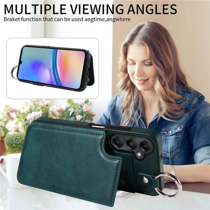 003 For Samsung Galaxy A05s 4G Case Card Holder Leather Phone Back Cover Ring Buckle