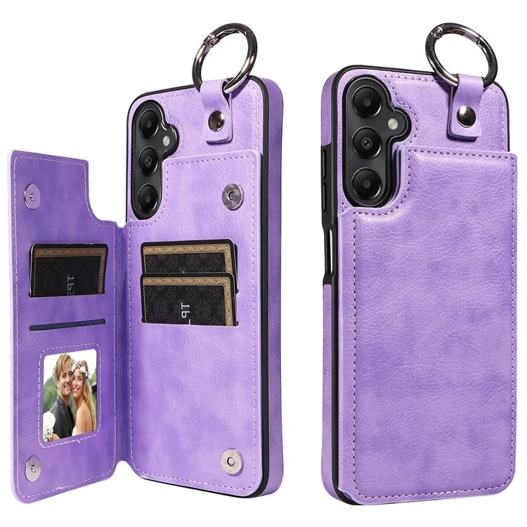 003 For Samsung Galaxy A05s 4G Case Card Holder Leather Phone Back Cover Ring Buckle