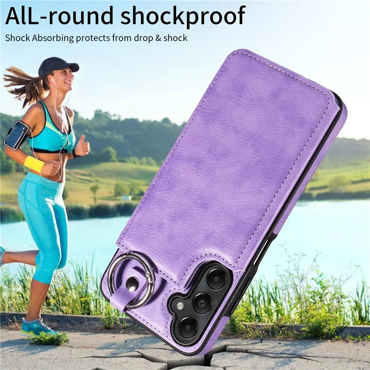 003 For Samsung Galaxy A05s 4G Case Card Holder Leather Phone Back Cover Ring Buckle