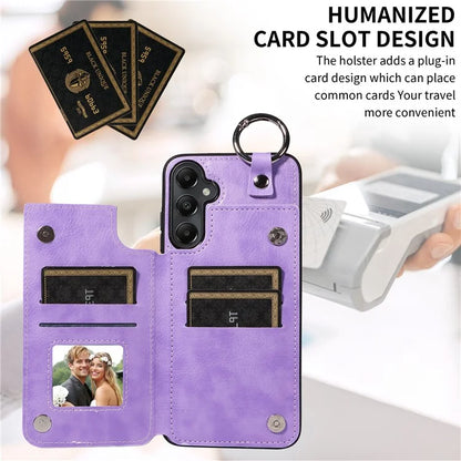 003 For Samsung Galaxy A05s 4G Case Card Holder Leather Phone Back Cover Ring Buckle