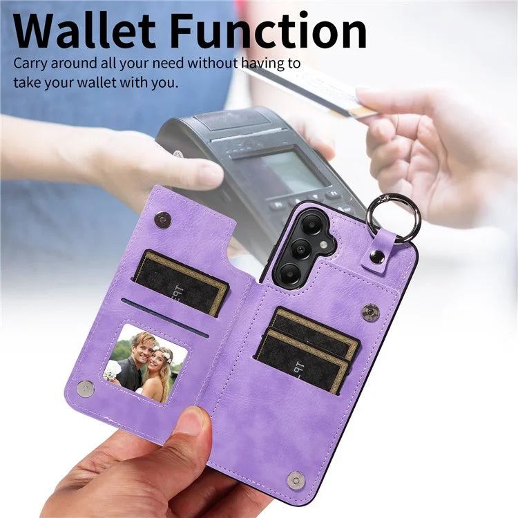 003 For Samsung Galaxy A05s 4G Case Card Holder Leather Phone Back Cover Ring Buckle