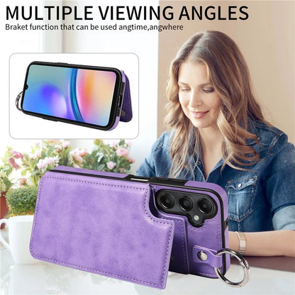 003 For Samsung Galaxy A05s 4G Case Card Holder Leather Phone Back Cover Ring Buckle