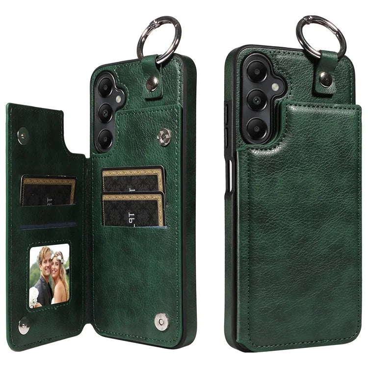 003 For Samsung Galaxy A05s 4G Case Card Holder Leather Phone Back Cover Ring Buckle